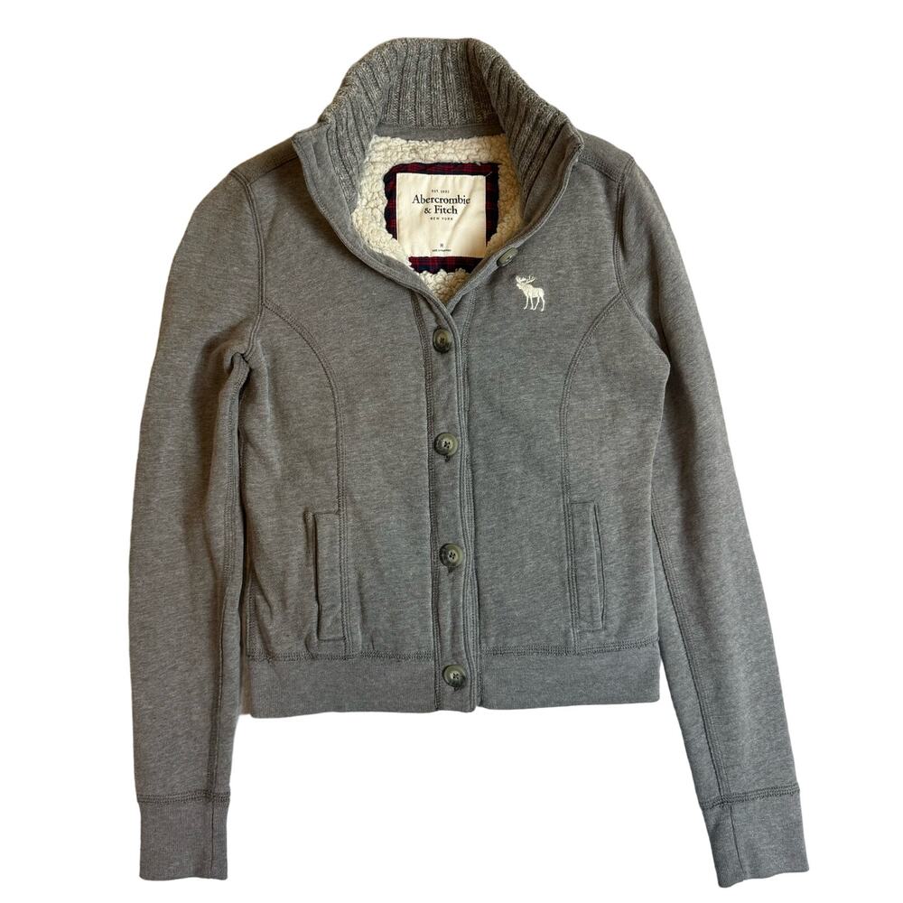 A & F Y2K Sherpa Lined Jacket Women’s Gray Bella Swan Indie Moose Crop Medium